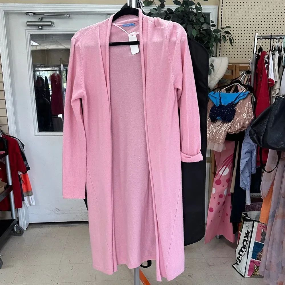 Cozy Open-Front Pink Long Lounge Robe